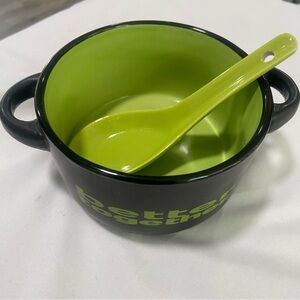 Sino Sing Ware better together black and green soup bowl and spoon